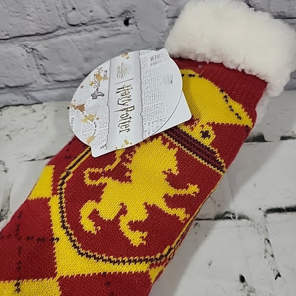 Harry Potter Gryffindor Sherpa Lined Non-Slip Slipper Socks - One Size Fits Most